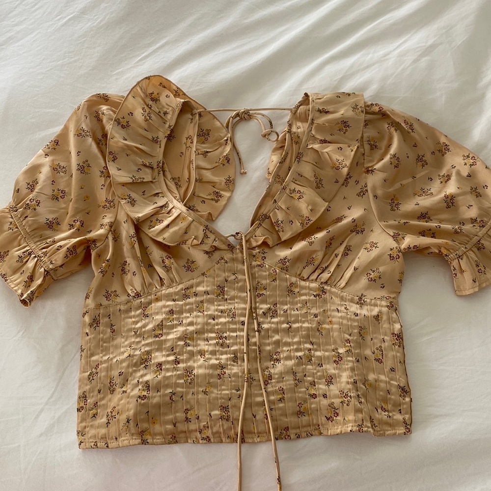 FREE PEOPLE gold/cream corset blouse size M